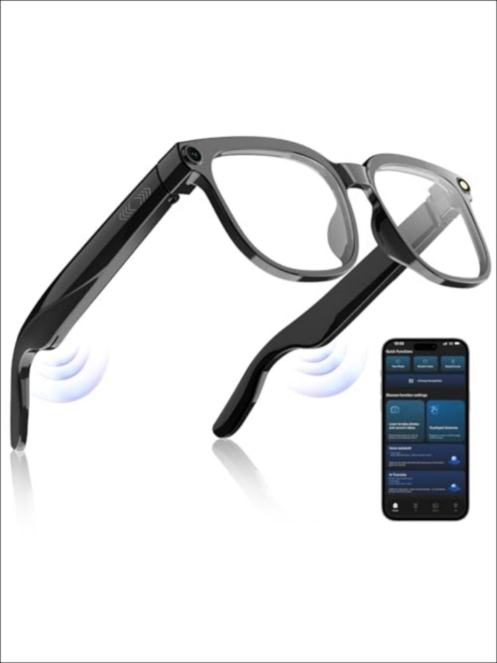AI Smart Glasses 8MP HD Camera Bluetooth 5.4 Translation Voice Control